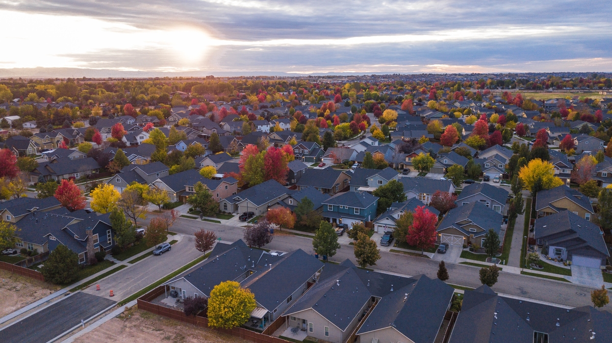 Neighborhood with row of houses