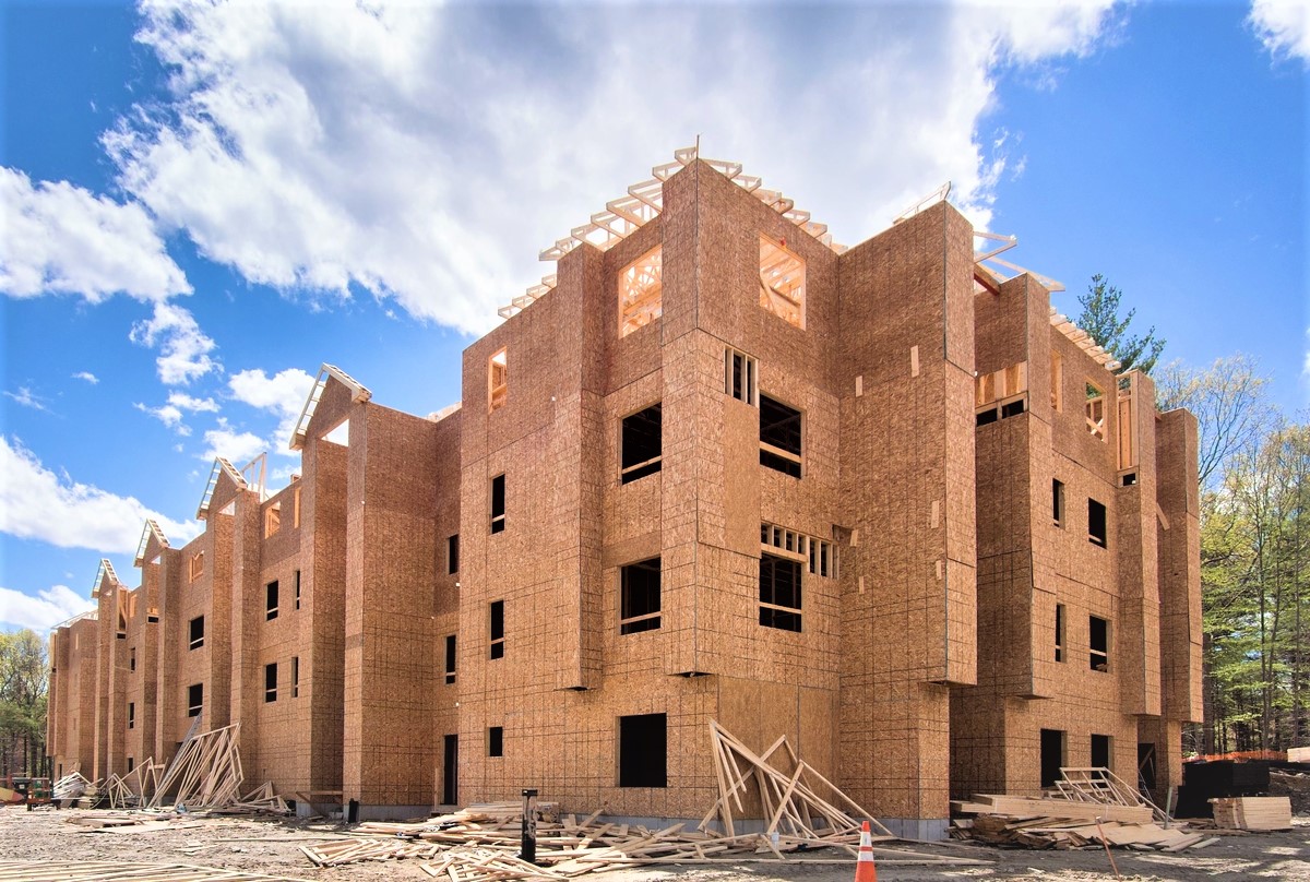 Homes being built in a neighborhood